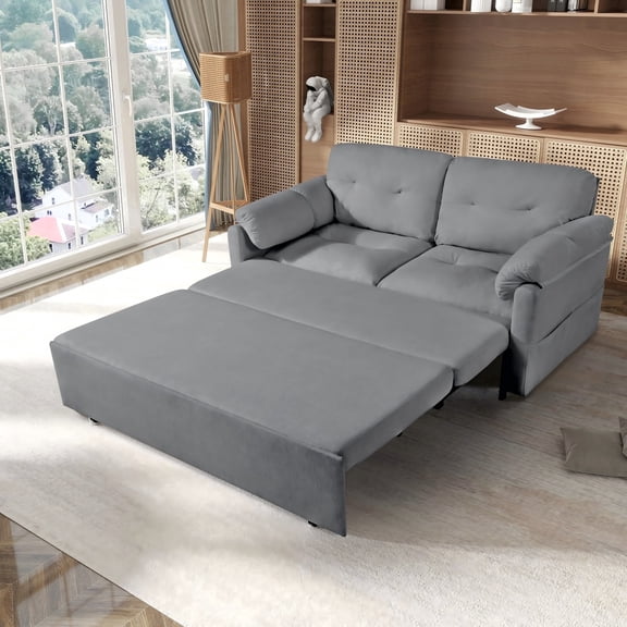Kosynda 3 in 1 King Convertible Sofa Bed, 81*72in Pull Out Couch with Storage Pocket for Living Room, Apartment, Bedroom, Gray