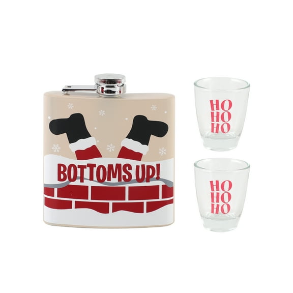 CWC 3PC HIP FLASK &HOT GLASSES