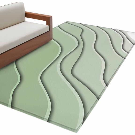 Sage Green Ombre Area Rug 3x5 FT, Non Slip Entryway Bedside Carpet, Modern Geometric Abstract Art Aesthetics Washable Soft Floor Carpet Indoor Mat Non-Shedding Throw Rug for Dorm Kitchen Home Office