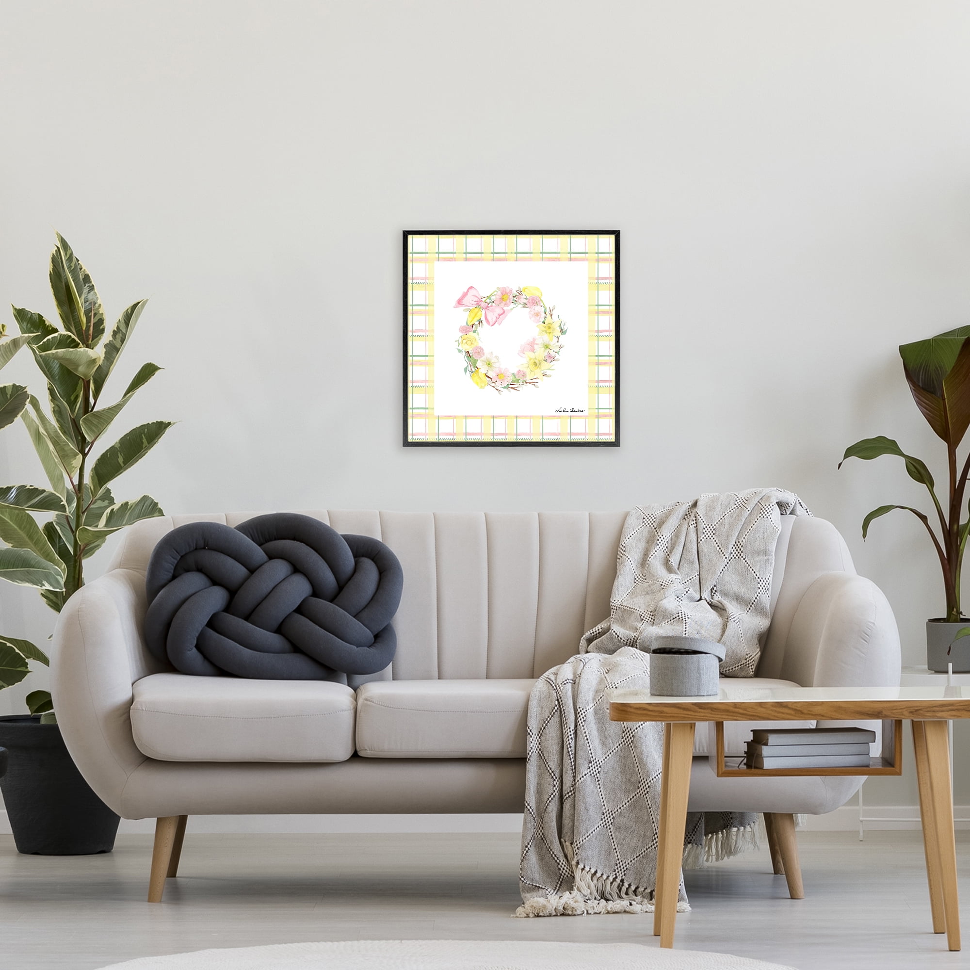 Wreath in Spring Pastels Black Framed Giclee Art, design by Lee Ann Sanders
