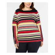 Tommy Hilfiger Womens Striped Pullover Blouse, Multicoloured, Plus Size, 0X