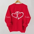 thumbnail image 2 of Uaswgudfs Women's Valentine's Day Crewneck Sweatshirt - Loose Fit Long Sleeve Casual Pullover with Double Heart, Valentine Graphic Top for Women, 2 of 6