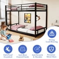 thumbnail image 4 of ALvantor Metal Bunk Bed Frame, Twin over Twin Bunk Beds for Kids Teens, Heavy Duty Low Bunkbeds with Ladder and Safety Guardrails, Load-Bearing 350lb Black, 4 of 6