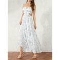 thumbnail image 3 of SUNSIOM Robe Nuisette d'Été pour Femme, Imprimé Graphique, Bretelles Spaghetti, Dos à Nouer, Coupe Évasée, Longue, pour la Plage, 3 of 6
