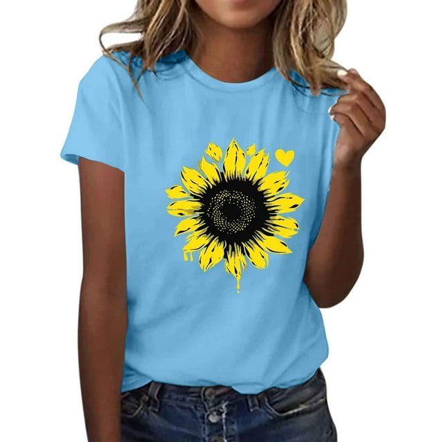 Yhmxh T-shirts pour Femmes T-shirt Imprimé pour Amoureuse Col Rond Manches Courtes Hauts d'Été pour Femmes T-shirts d'Été sous-Vêtements T-shirts pour Femmes