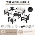thumbnail image 2 of KINGYES 8 Piece HDPE Patio Furniture Set with Umbrella, All Weather Outdoor Modular Sectional Sofa Set, Patio Conversation Set, Black Frame with Beige Cushions, 2 of 8