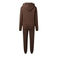 thumbnail image 5 of 2024 Womens Tracksuit Casual Long Sleeve Solid Hooded Sport Suit Hooded Sweatshirt With Pocket Loose Fit Pullover Drawstring Hoodie Sets Pant Set Romper for Women Dressy after Wedding Outfit for Bride, 5 of 5