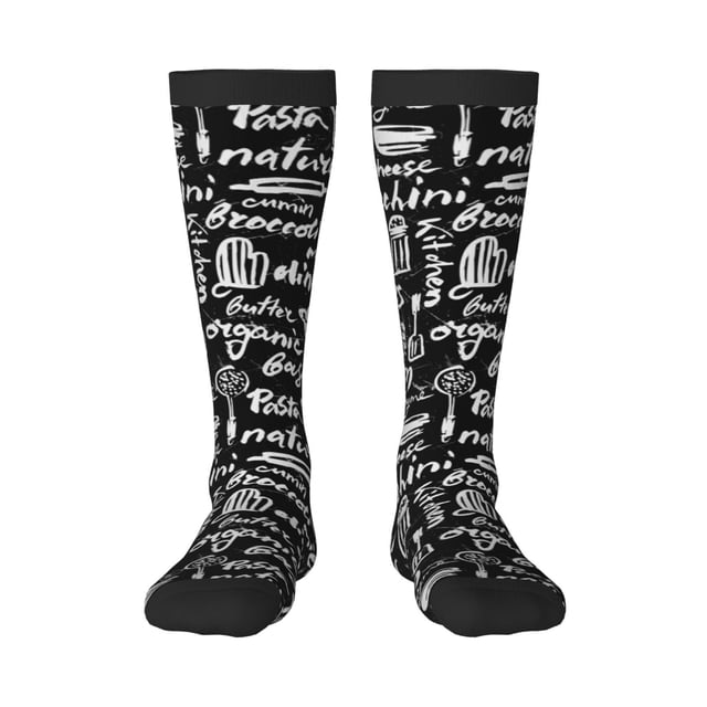 Gaeub Chaussettes Design Imprimé Bacon Pâtes Chaussettes Hautes Extensibles pour Hommes Femmes Adolescents, Chaussettes de Softball Soccer pour Randonnée, Sport