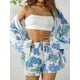 thumbnail image 5 of VISgogo Traje de pantalón de dos piezas para mujer, blusa de manga larga con estampado de flores / irregulares y pantalones cortos de pierna recta VISgogo  moda, 5 of 9