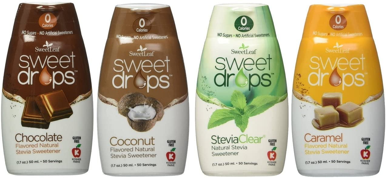 SweetLeaf Sweet Drops Flavored Stevia Sweetener 4 Flavor Variety Bundle