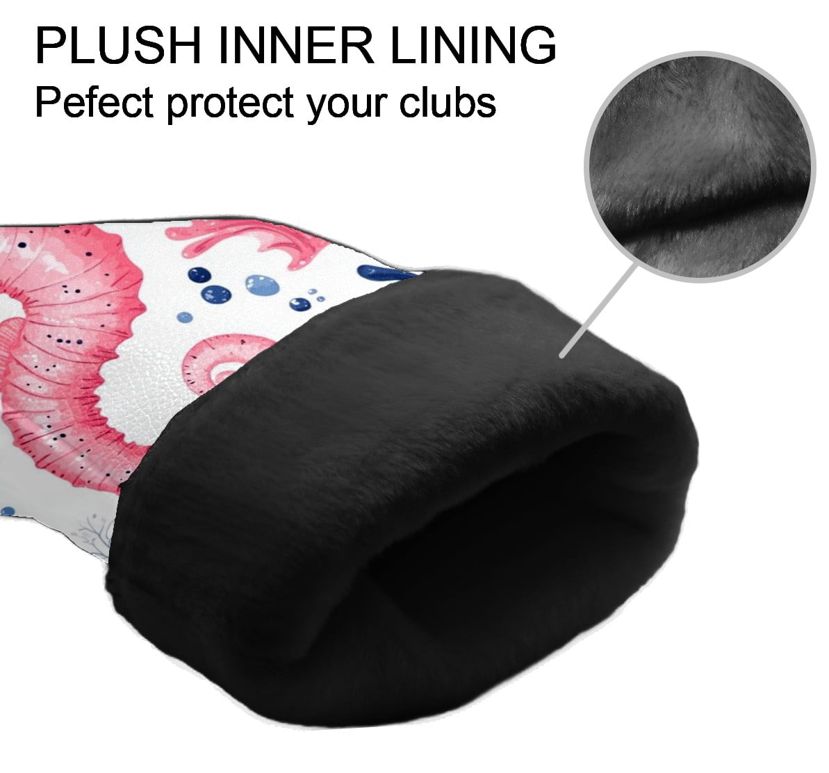 Golf Club Covers PU Leather Waterproof Head Covers for Fairway Woods Hybrids Seahorse Pattern Unisex Fits Most Brands