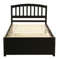 thumbnail image 3 of Hassch Twin size Platform Bed Wood Bed Frame with Trundle, Dark brown, 3 of 7