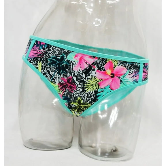 SO Mint Green Colorblock Tropical Floral Hipster bikini bottom Swimwear Juniors' Women's XS