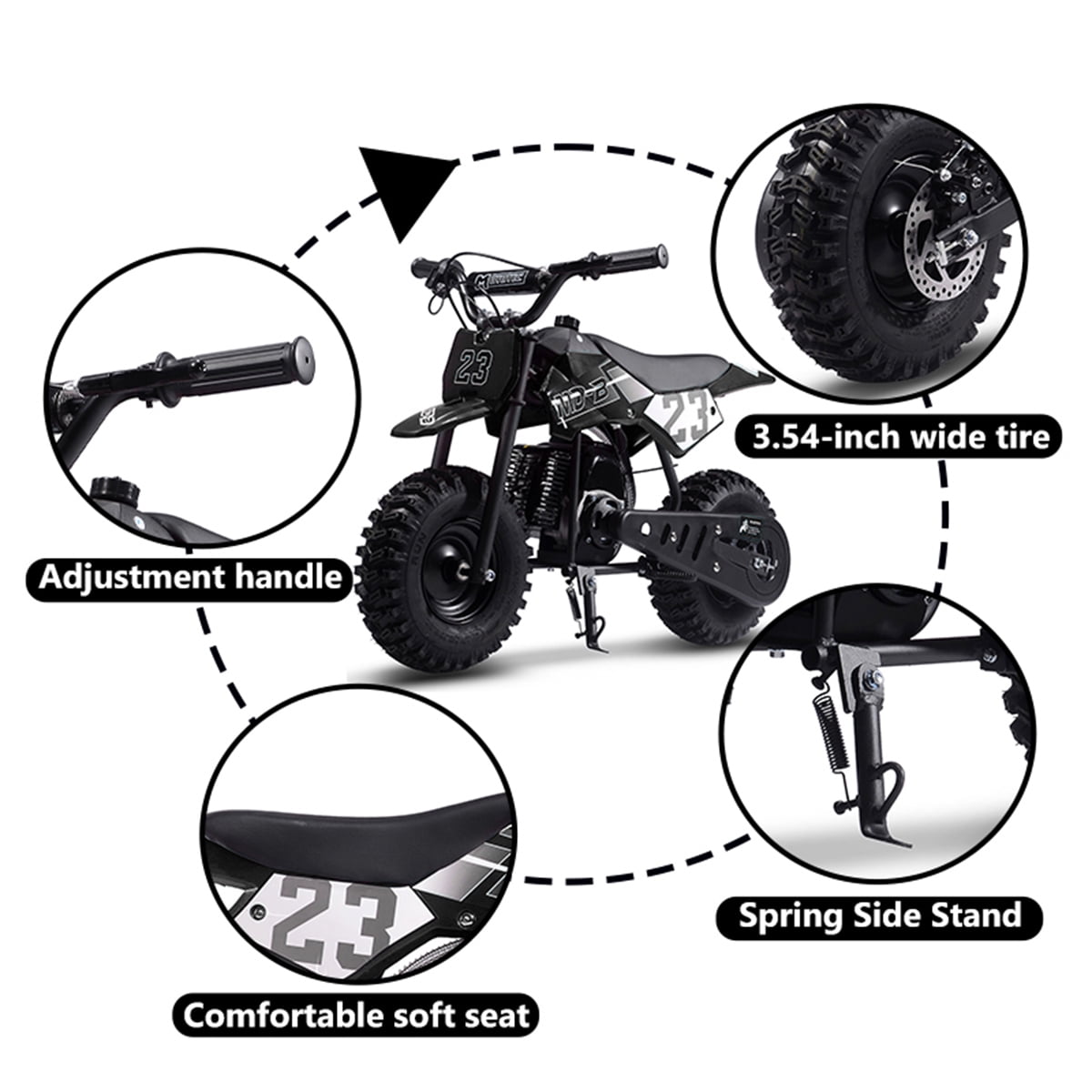 TOXOZERS Dirt Bike for Kids,Gas-Powered Mini Pit Bike with 13 Inch Knobby Tires,25 MPH,Rear Disc Brake,Supports up to 175 lbs,Begin-ner Off Road Motorcycle for Boys Girls,Black