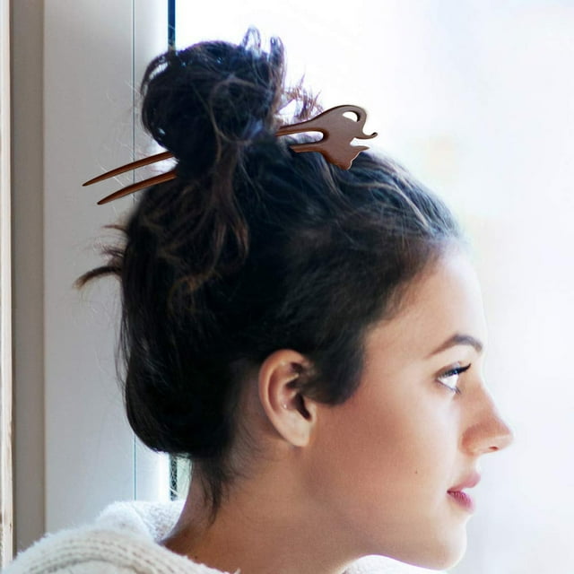 WIFKLSIIPG Épingle à Cheveux en Forme de U de Chat de Style Ancien pour Femmes Accessoire de Bijou Vintage Fait Main avec Gravure Exquise Idée de Design Chinois Traditionnel