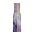 thumbnail image 4 of Olyvenn Women's Jumpsuits Casual Loose Overalls Jumpsuits One Piece Sleeveless Floral Printed Wide Leg Long Pant Rompers Purple 14, 4 of 5
