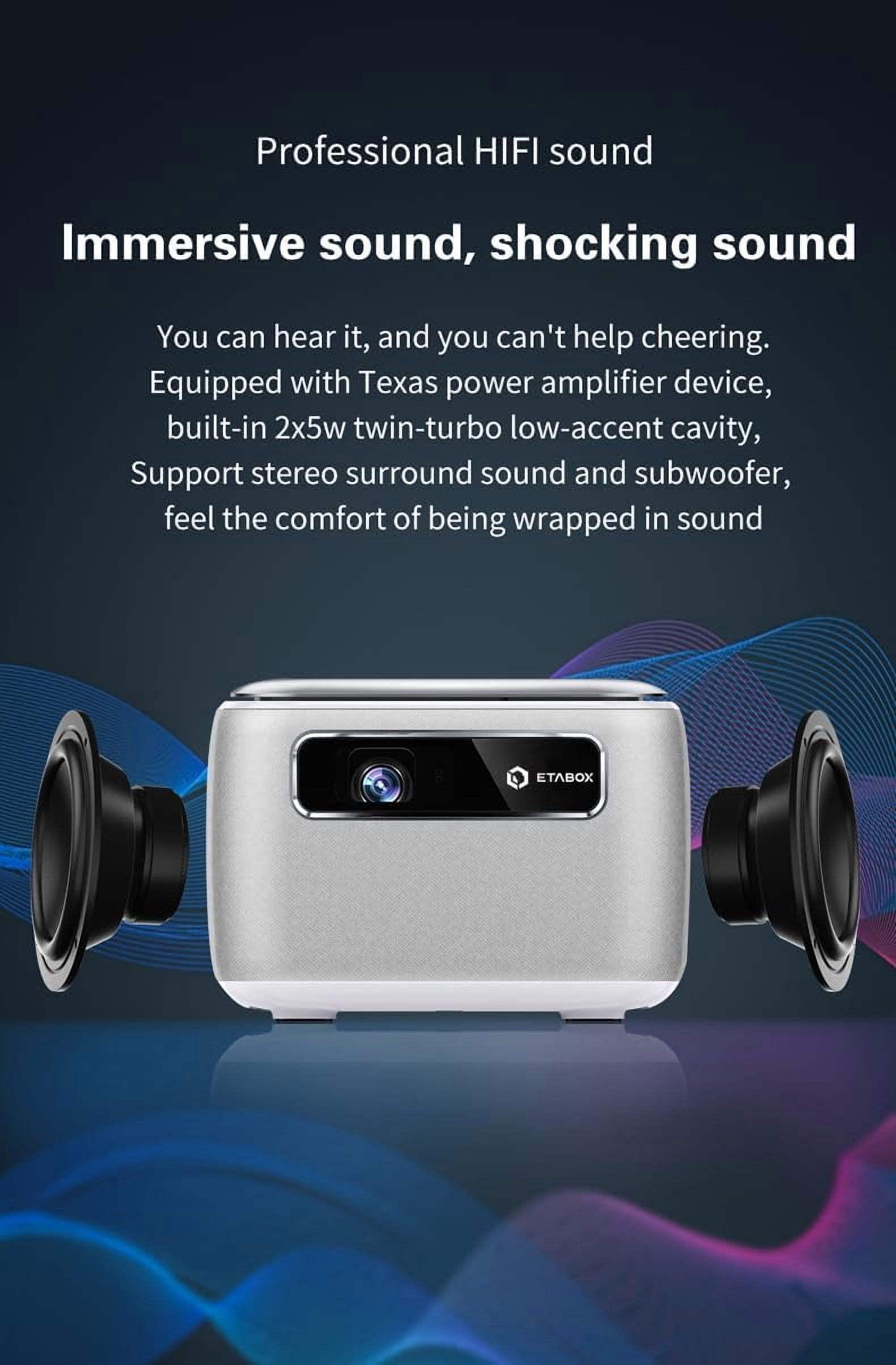 V8 Multimedia Projector, 1080P Video/800P Resolution, DLP, with TOF Auto Focus, Wired & Wireless Screen/Silver