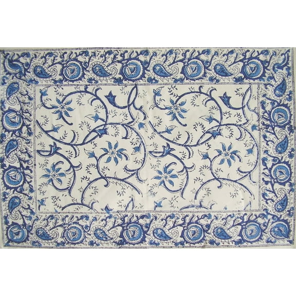 Rajasthan Vine Cotton Table Placemat 19" x 13" Blue