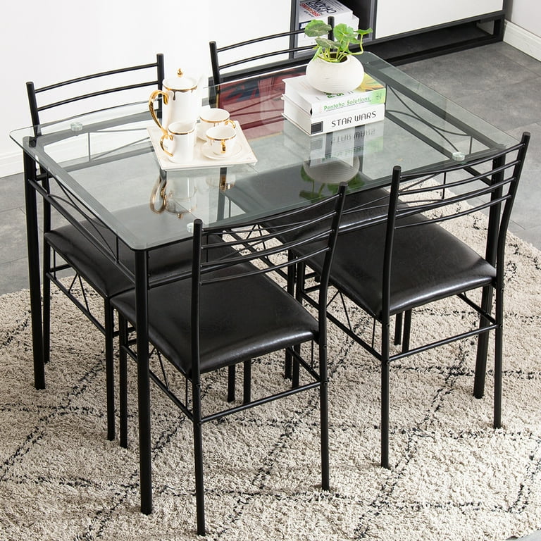 Kitchen Table Best Choice 5-Piece Glass Dining Set Modern Table