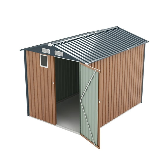 6x8FT Outdoor Steel Storage Shed-Garden Tools & Bike Storage W/Lockable Doors