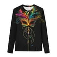 thumbnail image 1 of Penkiiy Blouse Carnaval Garçons Filles Mardi Gras Mode Imprimée Décontractée Col Rond Manches Longues T-shirt Blouse 11 Ans Noir, 1 of 4