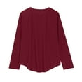 thumbnail image 5 of ManxiVoo Womens Long Sleeve Crew Neck Blouse Casual Fall Top Basic Work Shirt Comfortable Tunic Style With Belted Waist M Size Wine, 5 of 9