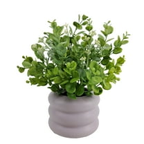 Mainstays 10'' Indoor Artificial Seeded Eucalyptus with Bubble Vase, Purple Ceramic Vase, Green Seeded Eucalyptus