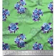 thumbnail image 1 of Soimoi Green Cotton Duck Fabric Leaves & Alba Rose Floral Decor Fabric Printed Yard 42 Inch Wide, 1 of 3