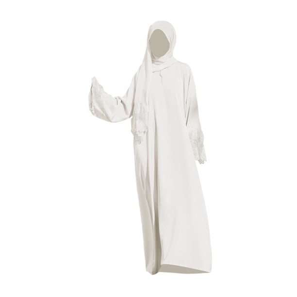 de poliéster para mujer,Túnica musulmana para mujer con hiyab de poliéster,Vestimenta tradicional de Oriente Medio,Vestido Abaya para mujer,largo y transpirable,para rezar,Vestido de