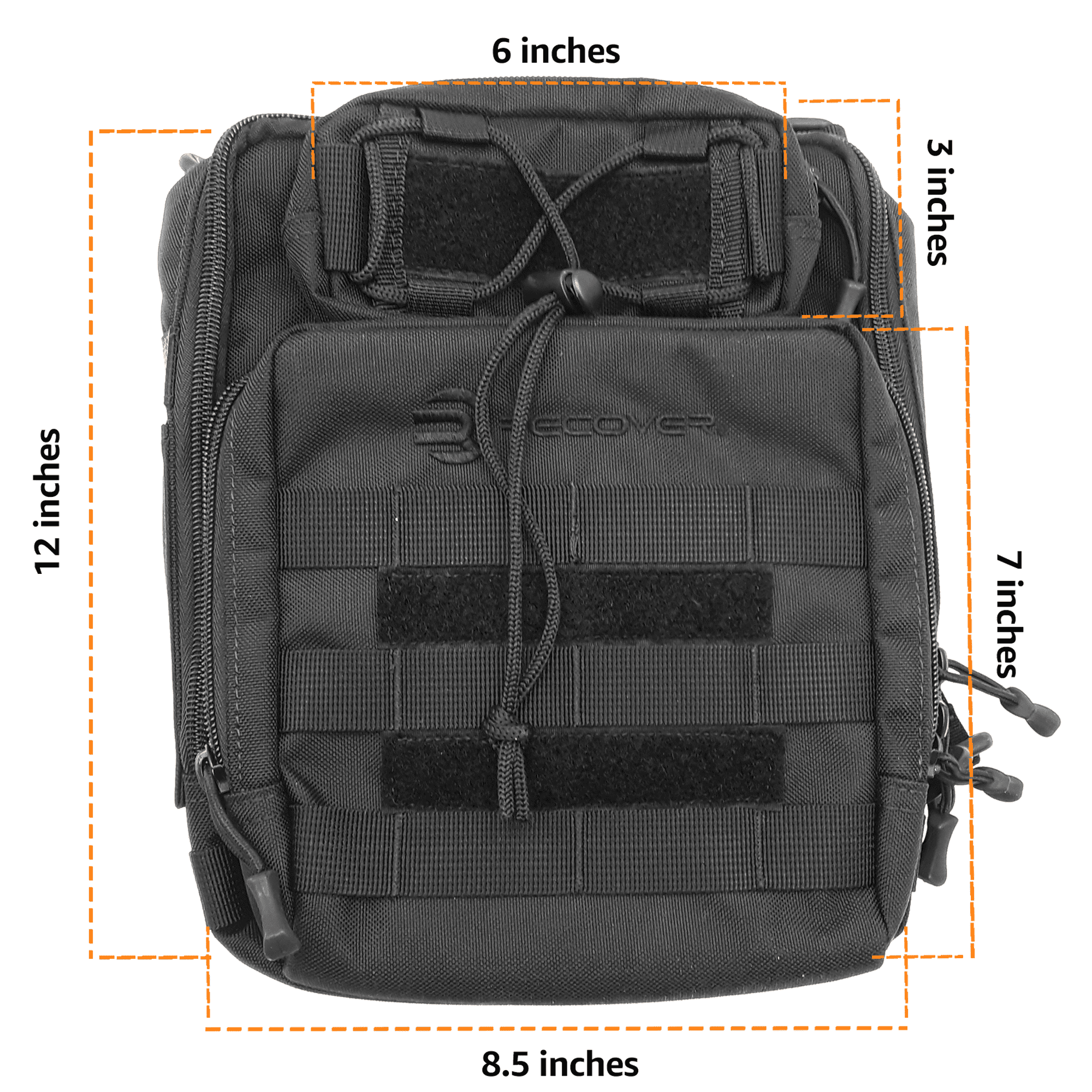 Recover Innovations EDC Bag Shoulder Sling Backpack w/ Molle-loop System, 3 Pockets, Black