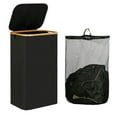 thumbnail image 2 of Extra Large Foldable Laundry Basket with Lid, 110L Capacity, Bamboo Handle, Removable Inner Bag, Beige Cloth, Rainproof, Sturdy Design for Bathroom, Household, 28.74x15.94x12.99 inches, 2 of 8