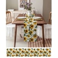 thumbnail image 3 of Summer Sunflowers Table Runner 72 Inches, Farmhouse Watercolor Floral Wooden Bed Runner Dresser Scarves Tabletop for Indoor Outdoor Parties/Ceremony/Banquet, 14" x 72", 3 of 8