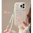 thumbnail image 2 of Compatible with iPhone 11 Pro Max Case,Cute Girls Women Peach Bear Love Heart Pattern with Pearl Strap Bracelet Chain Sparkly Phone Case Camera Protect, 2 of 7