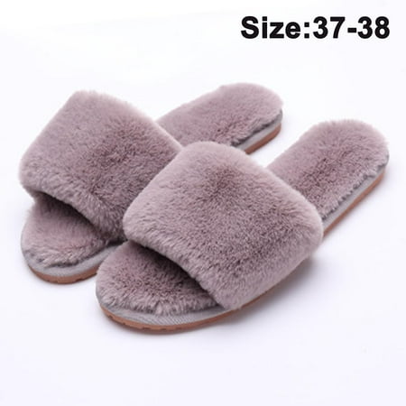 

Women Fuzzy House Slippers Summer Open Toe Furry Slippers Fluffy Memory Foam Slippers Compatible With Women