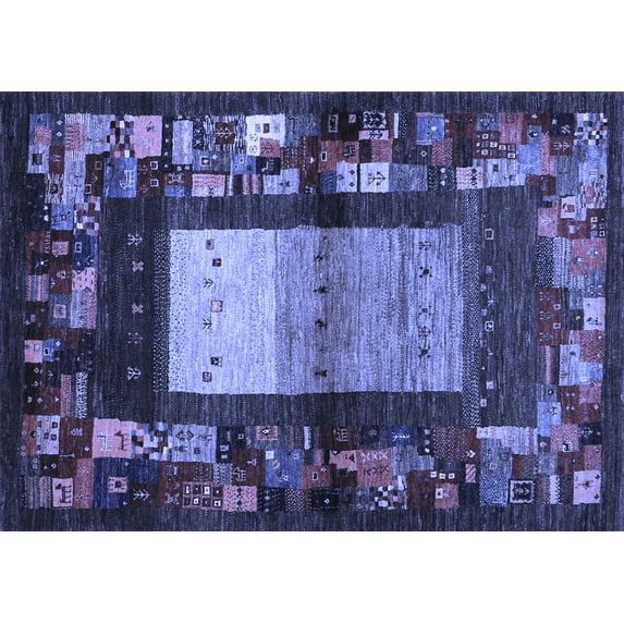 Ahgly Company Machine Washable Indoor Rectangle Abstract Blue Contemporary Area Rugs, 5' x 7'
