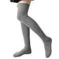 thumbnail image 2 of Tittly Thigh High Stockings Stockings for Women 2 Pairs Of Wool Stockings Over The Knee Thickened Winter Woolen Warm Stockings Woolen Coil High Stockings Socks for Women Slouch Socks Grey One Size, 2 of 4