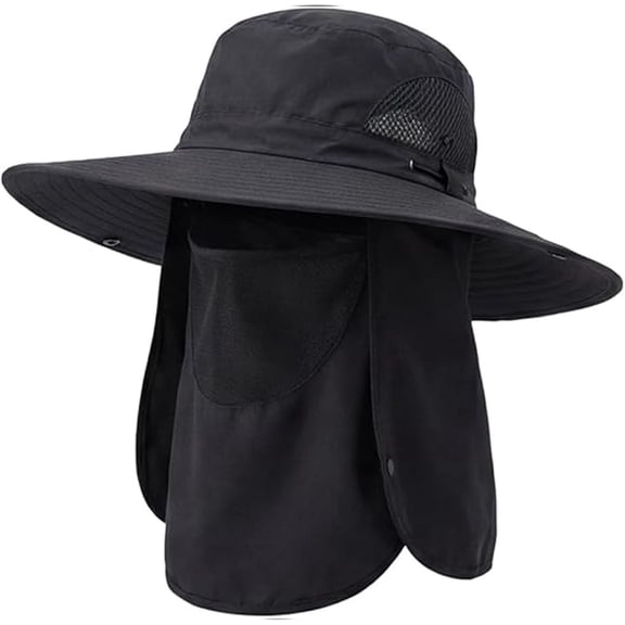 Wide Brim Sun Hat with Detachable Face & Neck Cover, UV Protection for Outdoor Hiking Fishing,Colour as Pictured