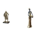 thumbnail image 1 of Escultura ornamental de caballero europeo y figura de dama tribal africana. Estatua creativa para la decoración de entradas, salas de estar, hogares y, 1 of 8