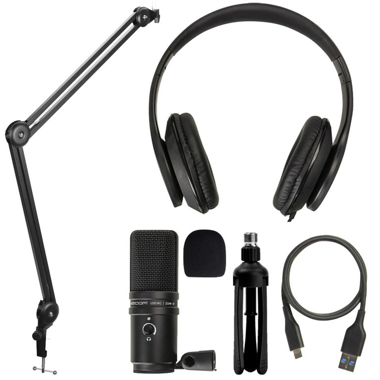Zoom - ZUM-2PMP - Pack Microphone Podcast USB avec Casque, trépied et câble