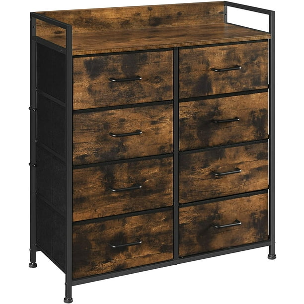 SONGMICS Storage Drawer Dresser, Dresser Tower Rustic Brown and Black