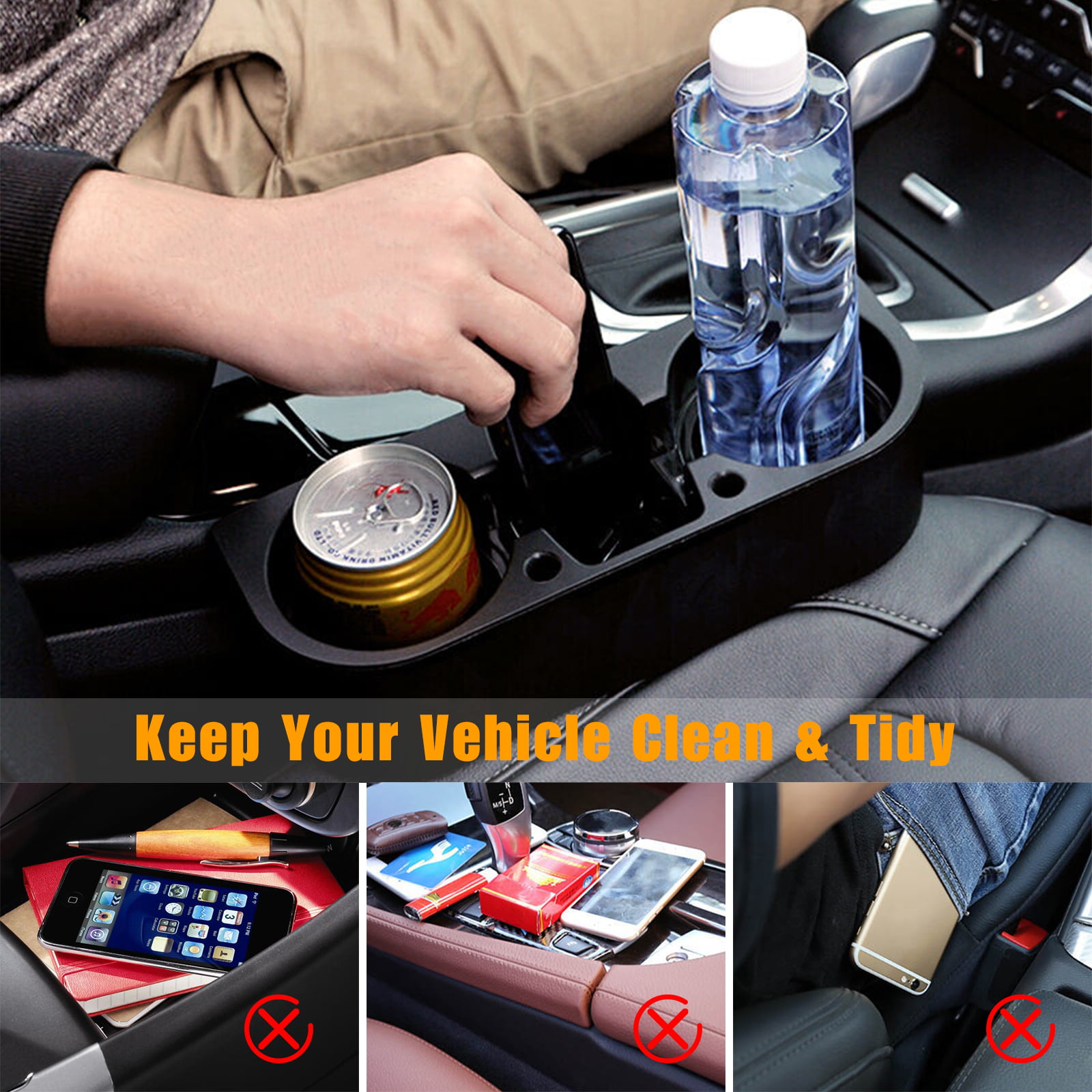 EEEkit Seat Seam Wedge Cup Holder with Storage photo 8