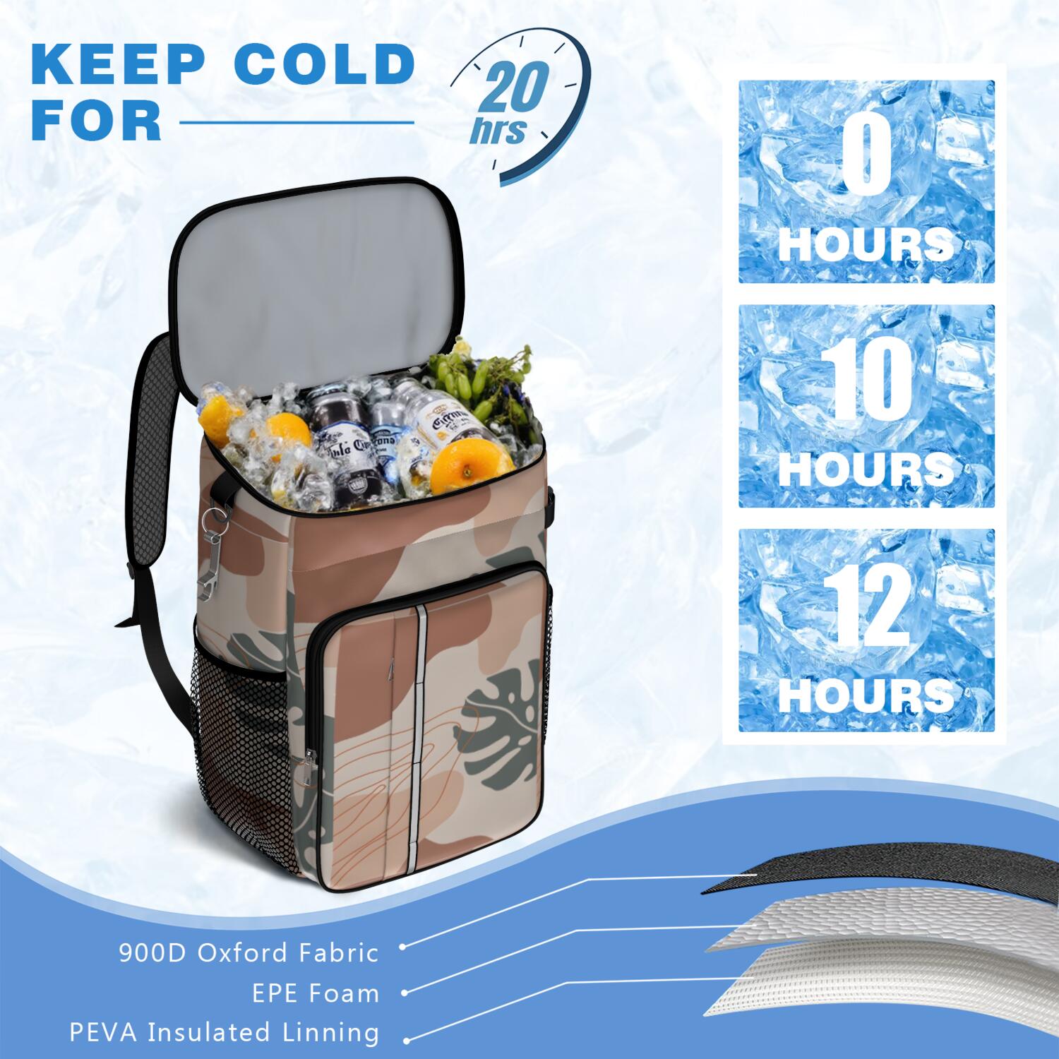 Travel Cooler Bag - Boho Bohemian Art Camping Beer Cooler Backpack with Bottle Opener- Waterproof Insulated Picnic Backpacks - Cooler Bag for Beach