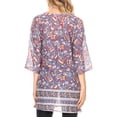 thumbnail image 2 of Sakkas Matia Women's Casual Summer Cotton Long Sleeve Print Loose Tunic Top Blouse - Blue - 1X/2X, 2 of 5