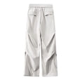 thumbnail image 4 of Blmnix Palazzo Pants Men Low Rise Cargo Pants Travel Pants Baggy Pant Wide-Leg Gray Long Men's Casual Pants,M, 4 of 5