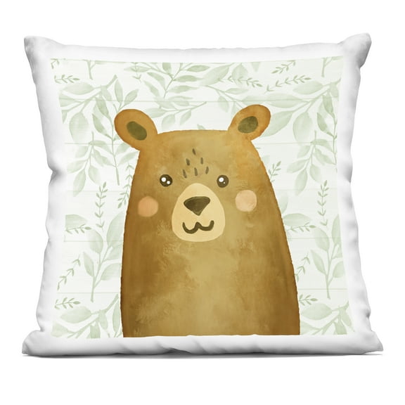 Stupell Industries Joyful Bear on Botanicals Design by Kim Allen Throw Pillow