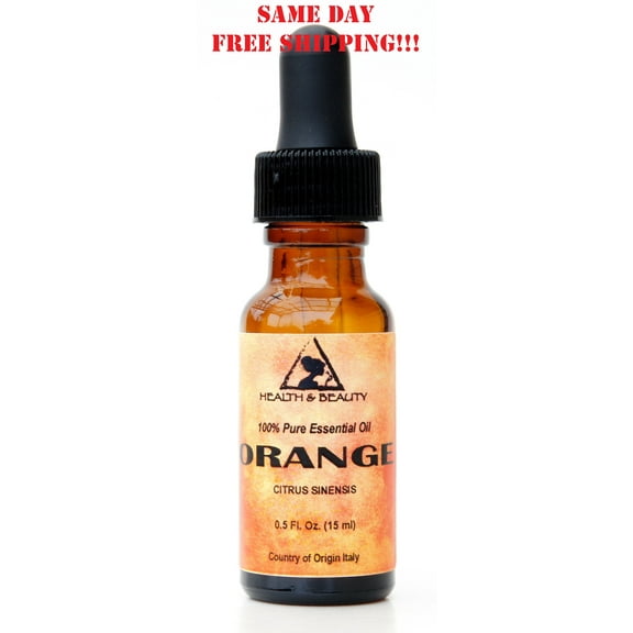 ORANGE ESSENTIAL OIL ORGANIC AROMATHERAPY 100% PURE GLASS DROPPER 0.5 OZ, 15 ml