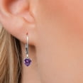 thumbnail image 3 of Gem Stone King 14K White Gold Fancy Purple Zirconia Earrings for Women | 0.88 Cttw | Gemstone Birthstone | Heart Shape 5MM, 3 of 6