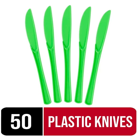 Exquisite Disposable Knives - 50 Lime Plastic Knives - Green Party Supplies