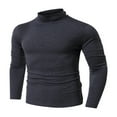 thumbnail image 2 of Fall Shirts for Men casual fashion solid color high collar long sleeve slim fit T-shirt, 2 of 5