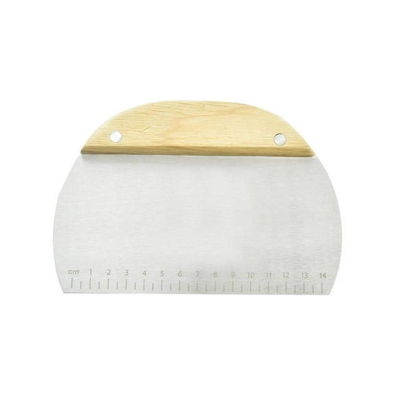 Anckoeil Stainless Steel Dough Scraper With Wooden Handle Baking Cutter With Measurement Scale For Bread Pizza And Kitchen Baking Preparation